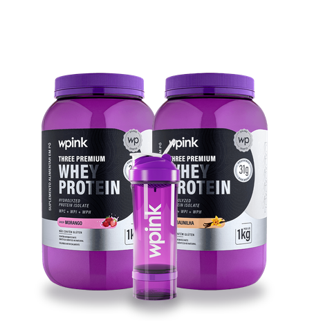kit duplo whey protein (2kg de proteína + coqueteleira)
